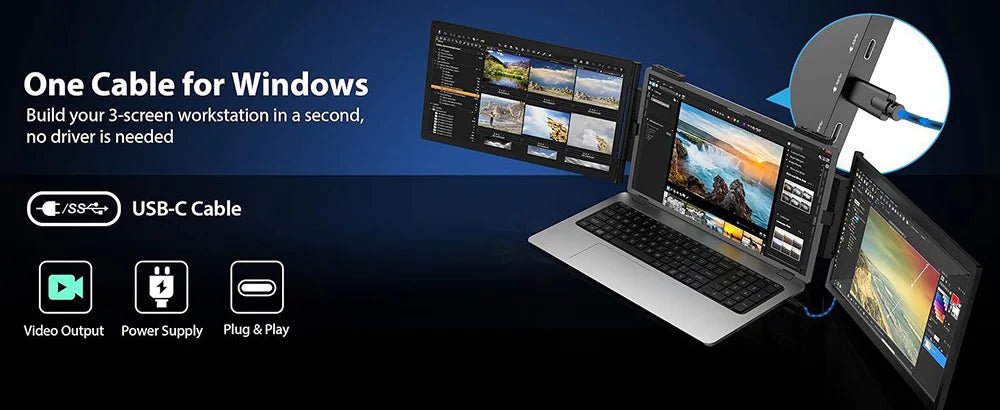 14-Inch Dual Screen Laptop Extender – FHD IPS | Plug & Play
