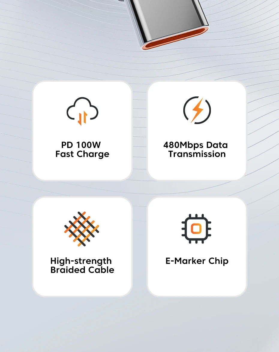 Smart Fast-Charge USB-C Cable with E-Marker Chip
