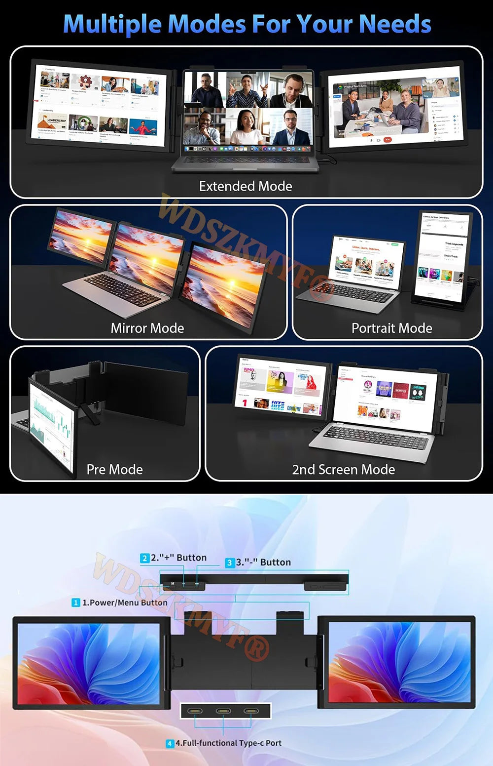 14-Inch Dual Screen Laptop Extender – FHD IPS | Plug & Play