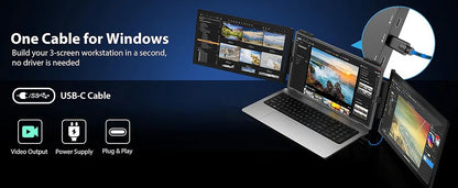 14-Inch Dual Screen Laptop Extender – FHD IPS | Plug & Play