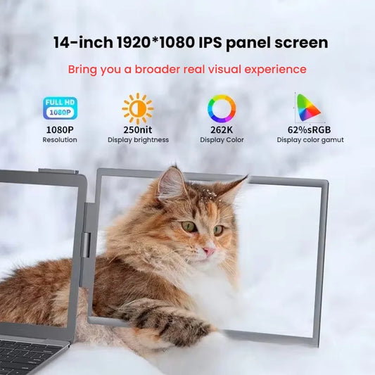 14-Inch Dual Screen Laptop Extender – FHD IPS | Plug & Play